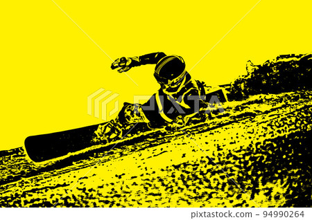 Illustration processed from a photo of snowboarding Illustration processed from a photo of snowboarding 94990264
