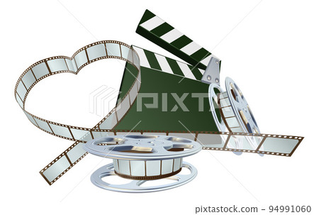 Film Movie Reel Strip Clapperboard Cinema Concept 94991060