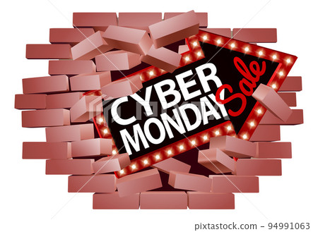 Cyber Monday Sale Sign Breaking Wall Concept 94991063