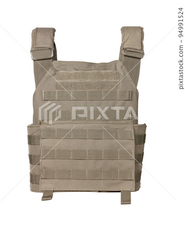 Body armor isolated on white background. Ballistic vest close-up. Bulletproof vest. Body armor isolated on white background. Ballistic vest close-up. Bulletproof vest. 94991524