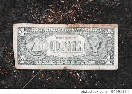 The reverse side of a dollar bill. One dollar. American money. United States dollar The reverse side of a dollar bill. One dollar. American money. United States dollar 94991584