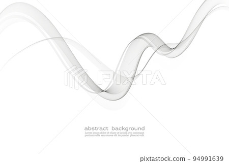 Gray wavy flow of abstract transparent wave. Design element 94991639