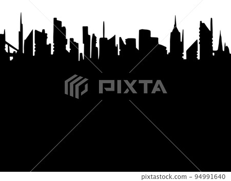 City panorama, skyscrapers silhouettes, hand drawn, black and white stencil vector City panorama, skyscrapers silhouettes, hand drawn, black and white stencil vector 94991640