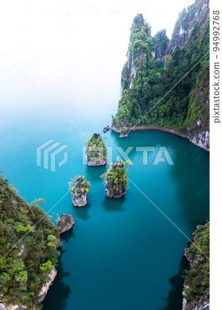Aerial view of Khao Sok national park Cheow Lan Dam lake in Surat Thani, Thailand Aerial view of Khao Sok national park Cheow Lan Dam lake in Surat Thani, Thailand 94992768