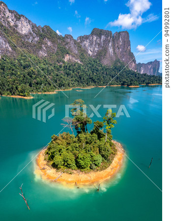 Aerial view of Khao Sok national park Cheow Lan Dam lake in Surat Thani, Thailand Aerial view of Khao Sok national park Cheow Lan Dam lake in Surat Thani, Thailand 94992801