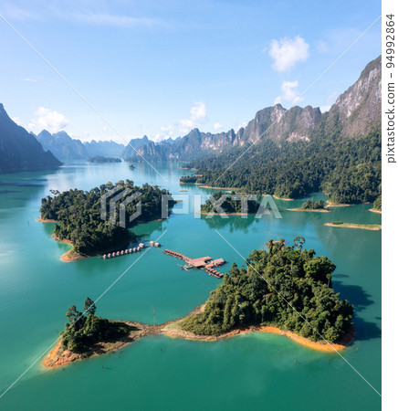 Aerial view of Khao Sok national park Cheow Lan Dam lake in Surat Thani, Thailand Aerial view of Khao Sok national park Cheow Lan Dam lake in Surat Thani, Thailand 94992864