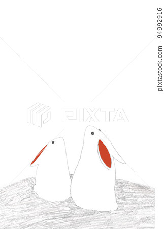 可愛的白兔生肖兔新年賀卡插圖無字符 2023 年令和 5 可愛的白兔生肖兔新年賀卡插圖無字符 2023 年令和 5 94992916