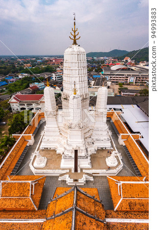 Aerial view of Wat Mahathat Worawihan, temple in Phetchaburi, Thailand 94993883