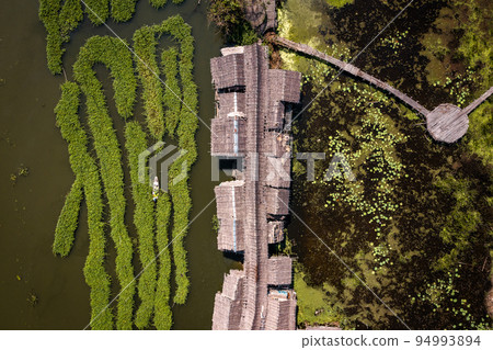 Aerial view of Sapan Khong Floating Market in Suphan Buri, Thailand Aerial view of Sapan Khong Floating Market in Suphan Buri, Thailand 94993894