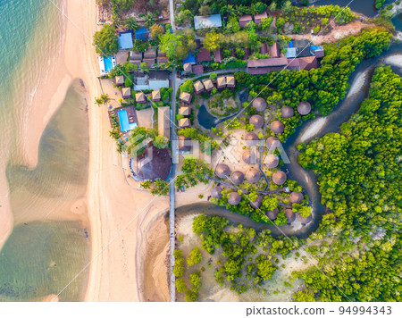 Aerial view of Koh Phayam beach in Ranong, Thailand 94994343