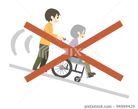 輪椅下坡看護者的壞例子 94994429