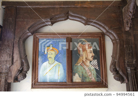 Shrimant Balaji Vishwanath Bhat and Shrimant Baji Rao (I) Balaji Bhat paintings on the inner wall of the temple at Parvati Hill, Pune, Maharashtra, India Shrimant Balaji Vishwanath Bhat and Shrimant Baji Rao (I) Balaji Bhat paintings on the inner wall of the temple at Parvati Hill, Pune, Maharashtra, India 94994561
