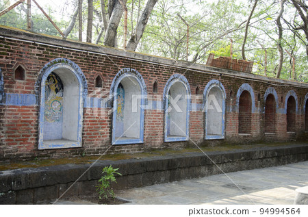 Colorful paintings on the inner wall of a temple at Parvati Hill, Pune, Maharashtra, India 94994564