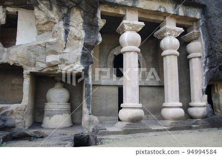 Unfinished Chaitya at the Amba - Ambika group of caves. Consists of one Chaitya, 17 Viharas, 11 water tanks and in total 15 inscriptions, Manmodi Hill at Junnar, near Pune, Maharashtra, India Unfinished Chaitya at the Amba - Ambika group of caves. Consists of one Chaitya, 17 Viharas, 11 water tanks and in total 15 inscriptions, Manmodi Hill at Junnar, near Pune, Maharashtra, India 94994584