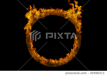 3D illustration of a ring of flames 3D illustration of a ring of flames 94996413