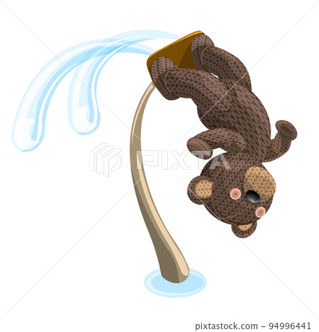 Vector image of a teddy bear on a flyboard. Concept. Isolated on white background. EPS 10 94996441