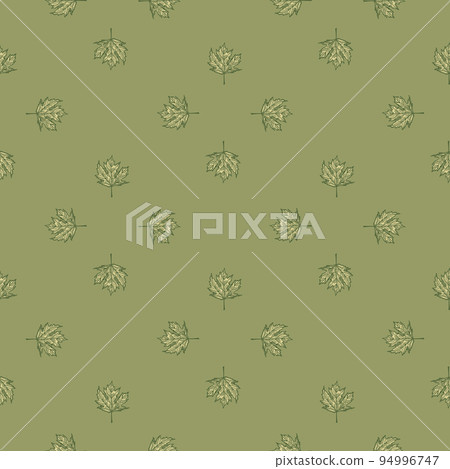 Leaves maple canadian engraved seamless pattern. Vintage background botanical with foliage in hand drawn style. 94996747