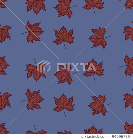 Leaves maple engraved seamless pattern. Vintage... - Stock Illustration ...