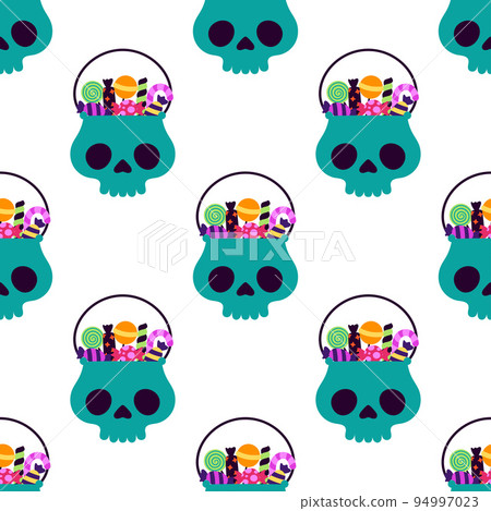 halloween vector seamless pattern with basket candy halloween vector seamless pattern with basket candy 94997023