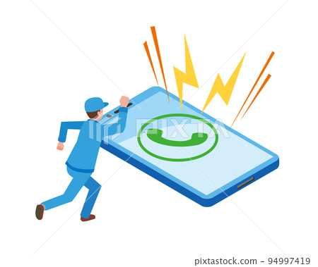 A man responding quickly to a phone call A man responding quickly to a phone call 94997419