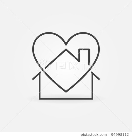 House with Heart line icon. Stay Home linear... - Stock Illustration ...