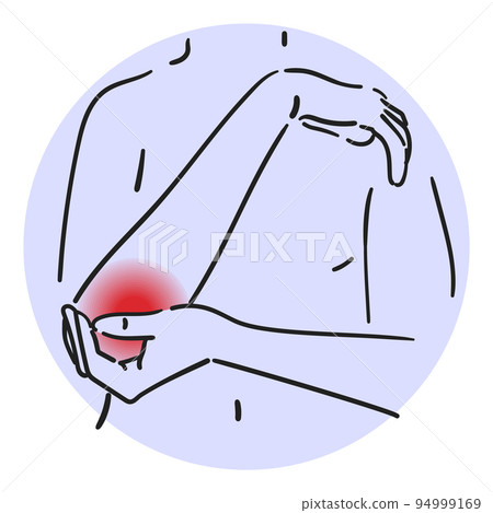 Pain in elbow. Person feel pain in the joint Pain in elbow. Person feel pain in the joint 94999169