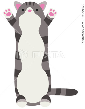 Vector illustration of long toy striped cat isolated on white background. Cute soft pillow. Vector illustration of long toy striped cat isolated on white background. Cute soft pillow. 94999372