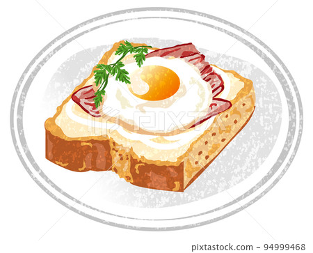Bacon egg toast hand drawn style 94999468