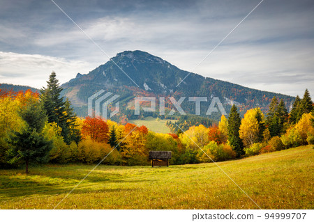 Autumn landscape with The Velky Choc hill in north Slovakia. 94999707