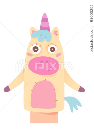 Cute unicorn doll for kids puppet show, colorful sock toy, marionette to play puppetry 95000295