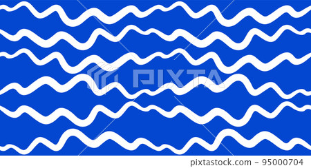Wavy abstract seamless pattern. White waves on bright blue background. Wavy abstract seamless pattern. White waves on bright blue background. 95000704