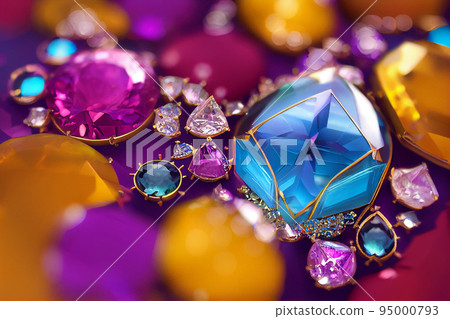Abstract gemstone jewellery design and a luxurious shopping concept with diamonds and crystals. Abstract gemstone jewellery design and a luxurious shopping concept with diamonds and crystals. 95000793