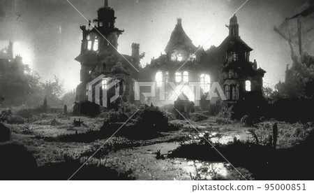 Blurred background of decrepit haunted house in the dark, Halloween background concept. Blurred background of decrepit haunted house in the dark, Halloween background concept. 95000851