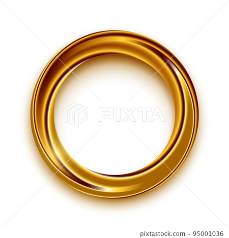 Golden shining circle text frame illustration isolated on white background 95001036