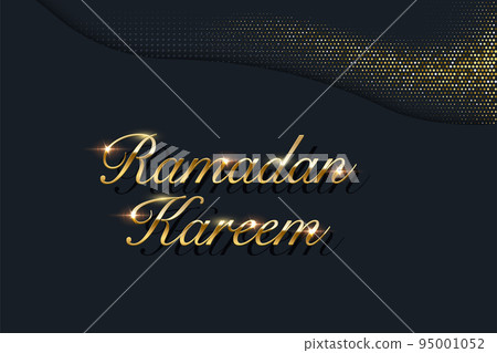 Ramadan Kareem vector background. Golden text and sparkling golden glitter on dark background. Ramadan Kareem vector background. Golden text and sparkling golden glitter on dark background. 95001052