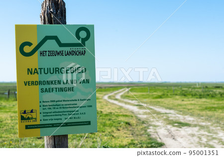 Zeeland- The Netherlands- Sign indicating the Saeftingepolder nature reserve 95001351