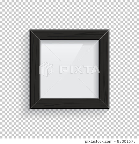 Square black wooden picture or photo frame isolated on transparent background. Vector design element. 95001573