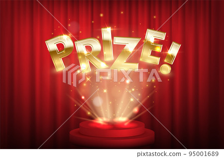 Prize, award win vector 3D word concept banner 95001689