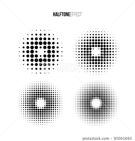 Vector halftone effect set. Different gradient rings in halftone effect. 95001693