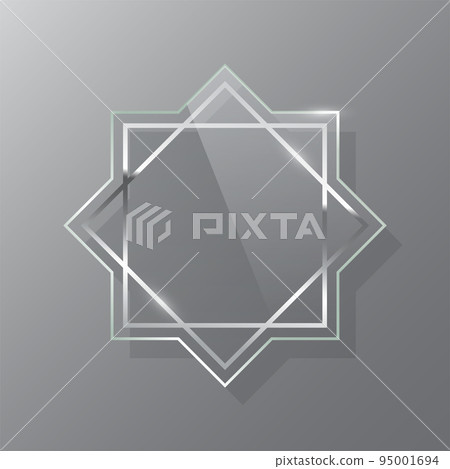 Silver square and rhombus glass frame realistic vector mockup set Silver square and rhombus glass frame realistic vector mockup set 95001694