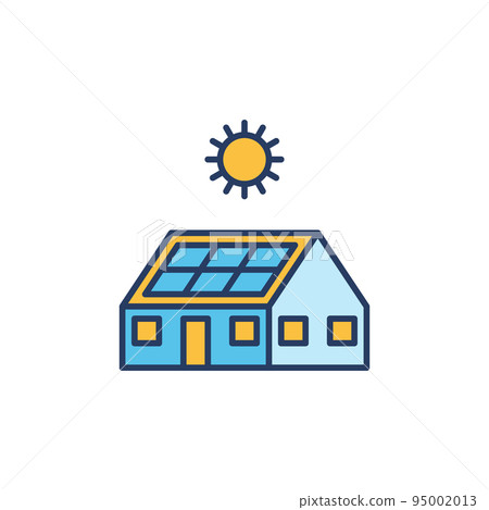 House with Solar Panel on Roof colored icon - vector sign House with Solar Panel on Roof colored icon - vector sign 95002013