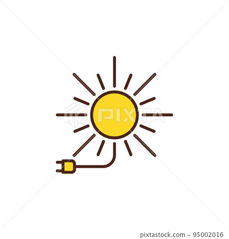 Sun with Plug colored icon. Solar Energy vector sign Sun with Plug colored icon. Solar Energy vector sign 95002016