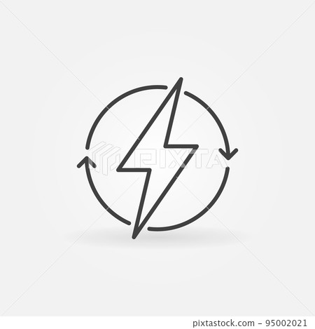 Renewable Energy linear icon. Lightning inside Arrows symbol Renewable Energy linear icon. Lightning inside Arrows symbol 95002021