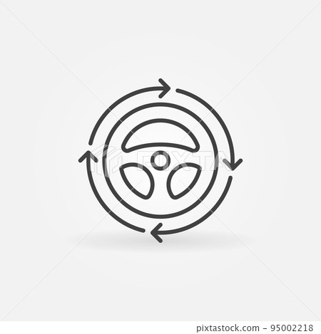 Steering Wheel inside Arrows linear icon -vector concept sign 95002218