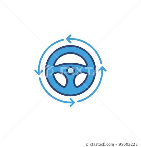 Steering Wheel with Arrows blue icon. Car vector sign Steering Wheel with Arrows blue icon. Car vector sign 95002228