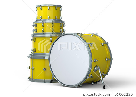 Set of realistic drums or drumset on white background 95002259