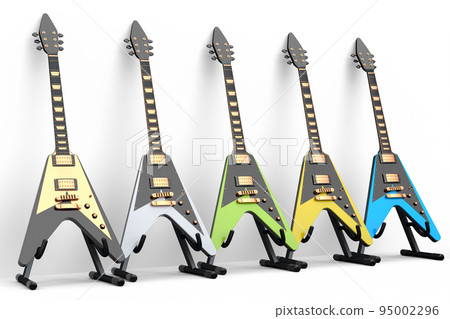 Set of electric acoustic guitar isolated on white background. Set of electric acoustic guitar isolated on white background. 95002296