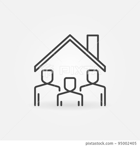 People under Roof line icon. Vector Stay at Home sign People under Roof line icon. Vector Stay at Home sign 95002405