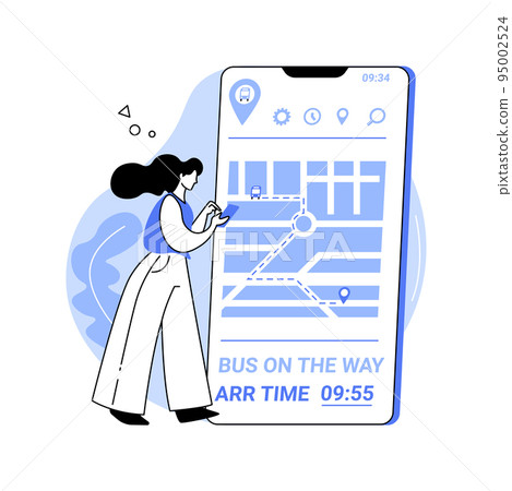 Smart bus app isolated cartoon vector illustrations. Smart bus app isolated cartoon vector illustrations. 95002524