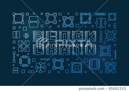 Block Chain vector blue line illustration - Blockchain banner 95002535